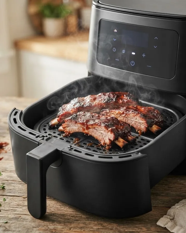 Close-up illustrating why the Air Fryer Wins for Leftover Ribs