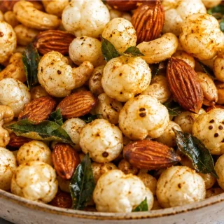 Crispy Air Fryer Makhana & Nuts Snack - roasted makhana - Roasted makhana: whip up this crispy air fryer snack seasoned with Indian spices. A quick, healthy, an