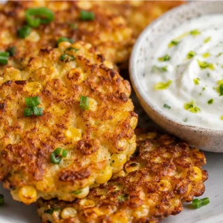 Crispy Corn Fritters with Zesty Yogurt Dip
