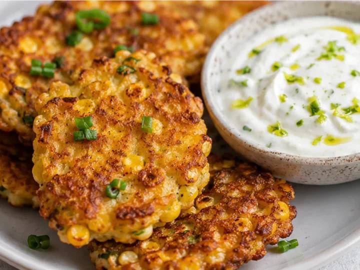 Crispy Corn Fritters with Zesty Yogurt Dip