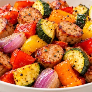 Quick Air Fryer Sausage & Veggies - air fryer sausage veggies