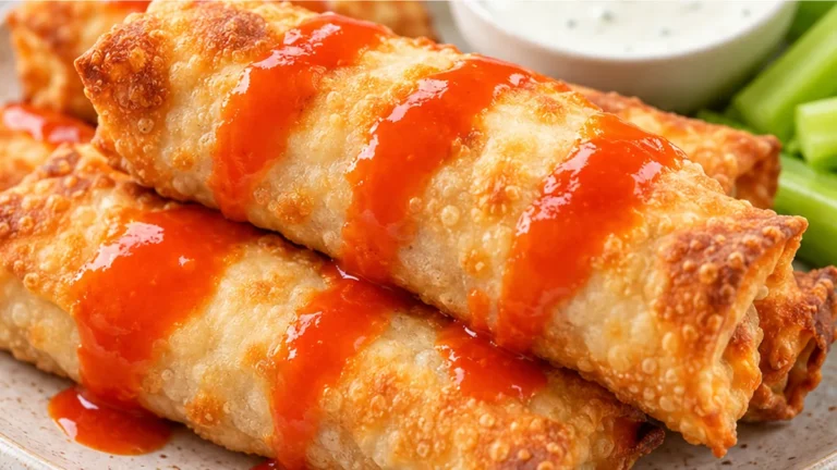 Crispy Air Fryer Buffalo Chicken Egg Rolls!