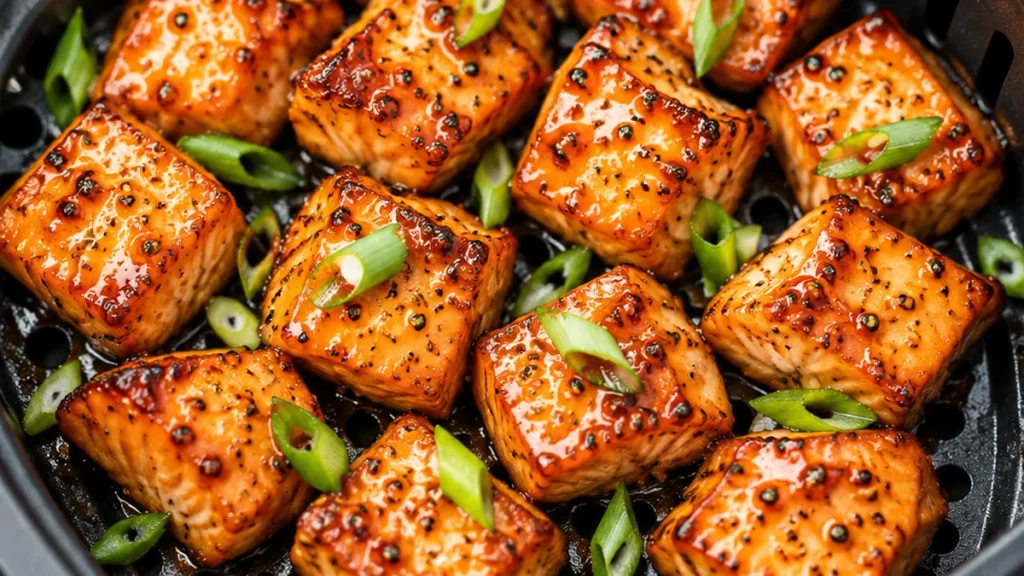 Crispy Honey Garlic Salmon Bites in your Air Fryer!
